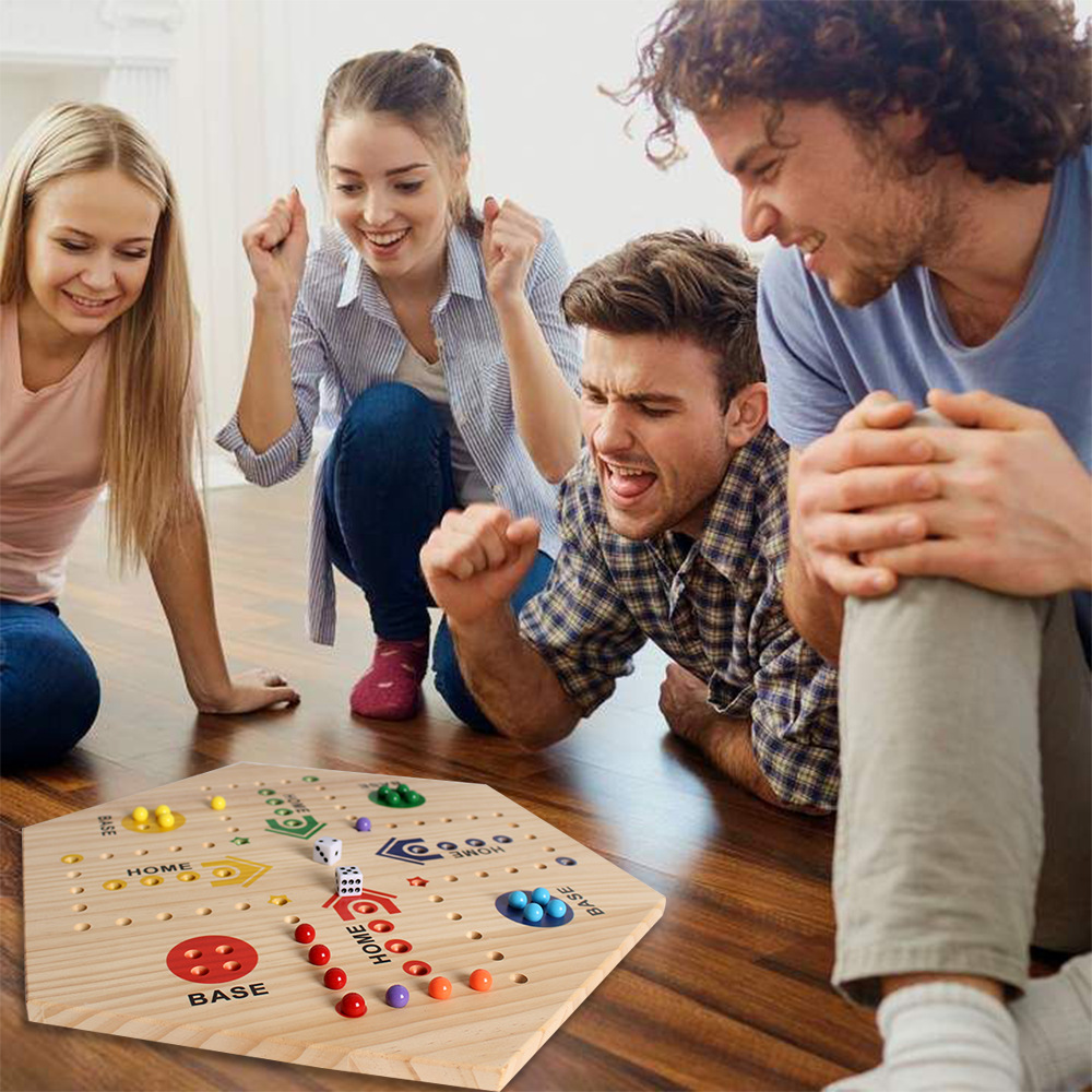 Wooden Double-Sided Ludo Board Game | 4-6 Player Track Party Toy - B2B Source Factory