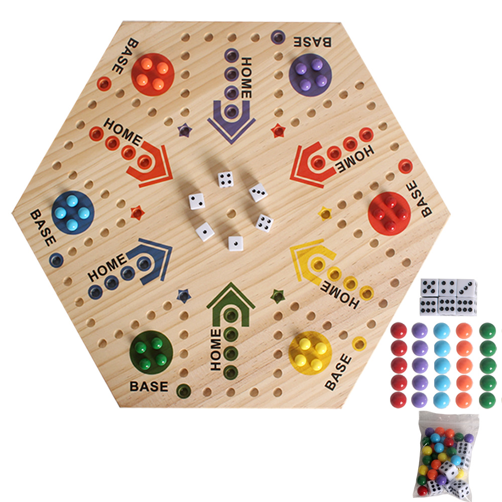 Wooden Double-Sided Ludo Board Game | 4-6 Player Track Party Toy - B2B Source Factory