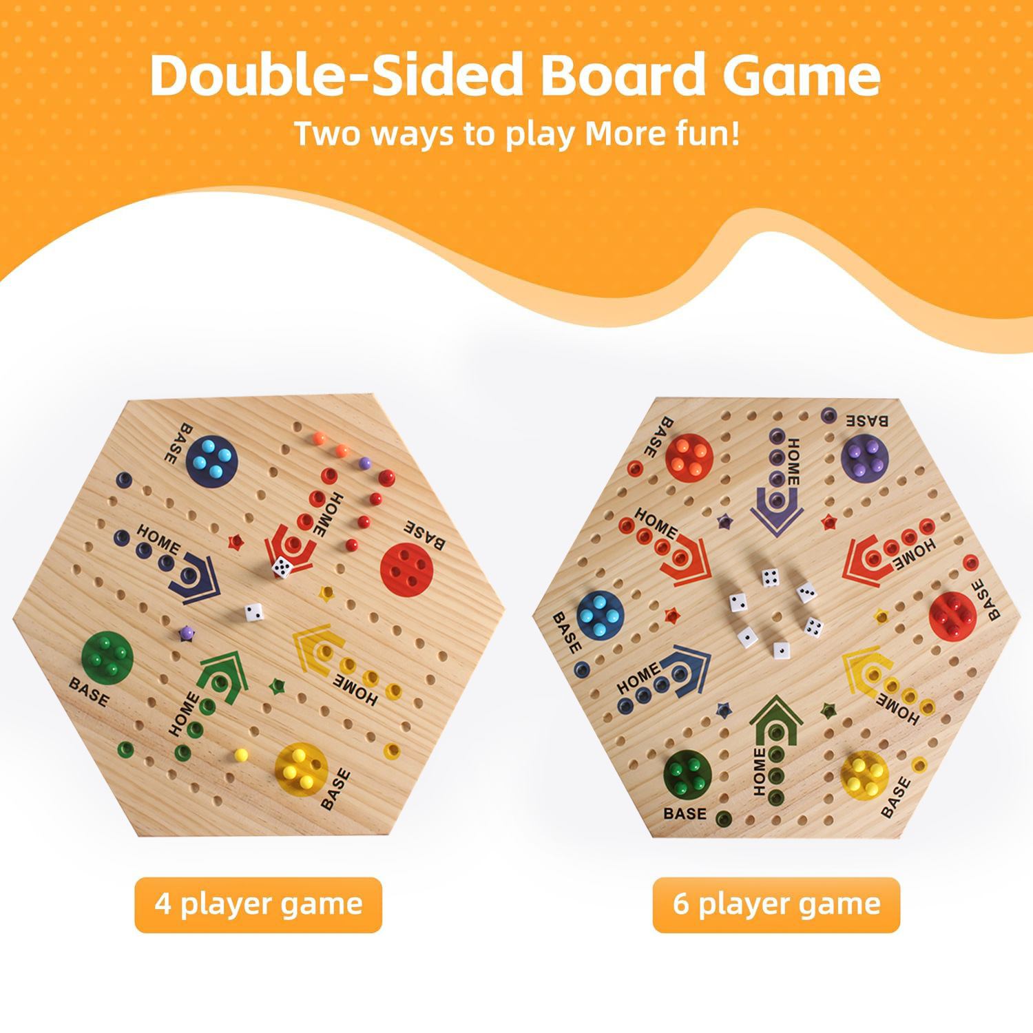 Wooden Double-Sided Ludo Board Game | 4-6 Player Track Party Toy - B2B Source Factory