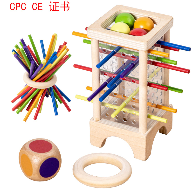 Wooden Dice & Colored Stick-Drawing Board Game | Montessori Toddler Parent-Child Educational Toy - B2B Source Factory