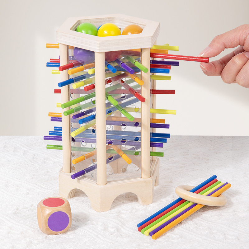 Wooden Dice & Colored Stick-Drawing Board Game | Montessori Toddler Parent-Child Educational Toy - B2B Source Factory