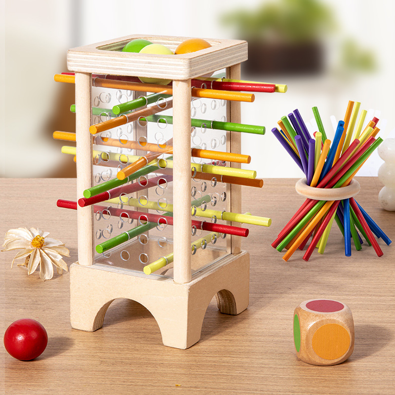 Wooden Dice & Colored Stick-Drawing Board Game | Montessori Toddler Parent-Child Educational Toy - B2B Source Factory