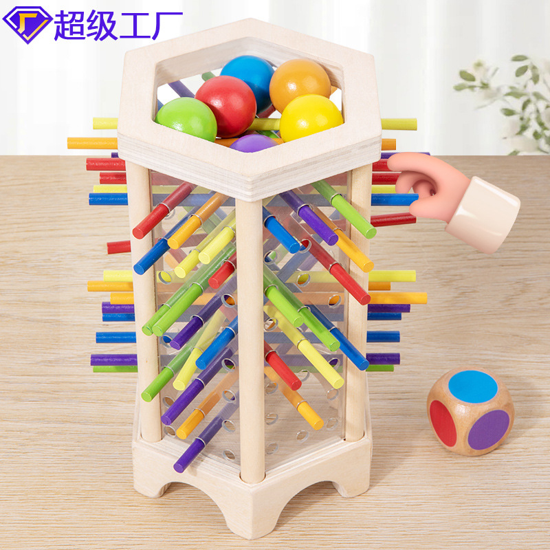 Wooden Dice & Colored Stick-Drawing Board Game | Montessori Toddler Parent-Child Educational Toy - B2B Source Factory