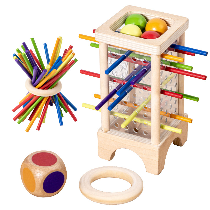Wooden Dice & Colored Stick-Drawing Board Game | Montessori Toddler Parent-Child Educational Toy - B2B Source Factory