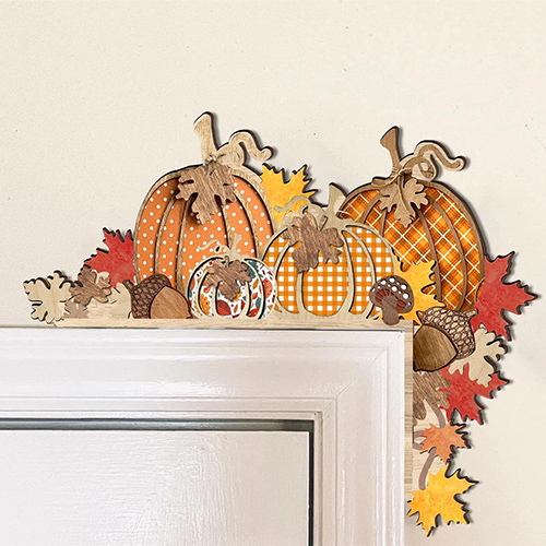 Cross-Border Thanksgiving Pumpkin Maple Leaf Door Corner Ornament - Double-Layer Wooden Autumn Home Decor | B2B Source Factory