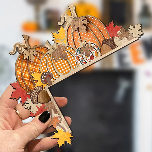 Cross-Border Thanksgiving Pumpkin Maple Leaf Door Corner Ornament - Double-Layer Wooden Autumn Home Decor | B2B Source Factory