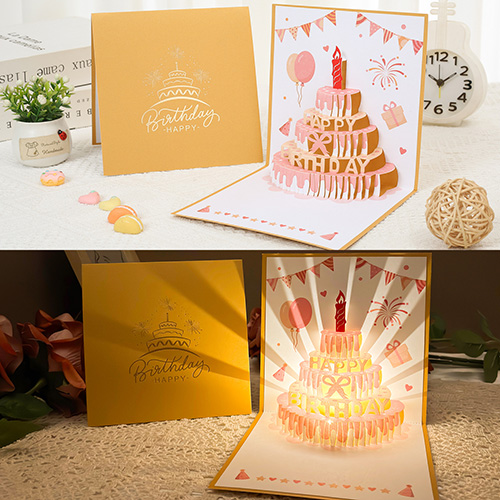 Premium Music Light 3D Pop-Up Birthday Cards - Custom Wholesale Supplier