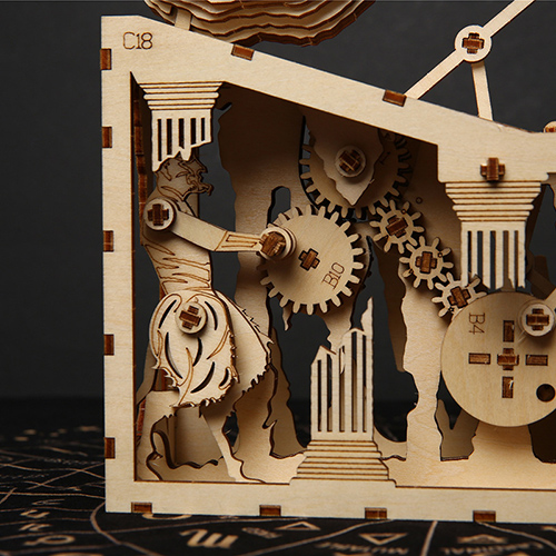 Cross-Border Wooden DIY Puzzle Toy - Gear-Driven Desktop Ornament