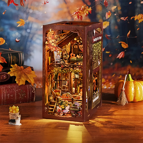 Twilight Cottage Bookend DIY Wooden Puzzle: B2B Factory Supply