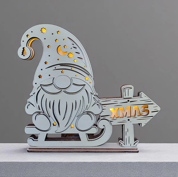 Christmas Gnome Light: Wooden Dwarf Decor Lamp (Factory Supply)