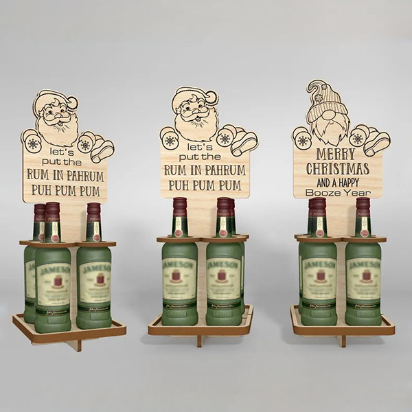 Innovative Cross-Border Christmas Mini Wine Bottle Holder – Wooden Shooting Game Rack for Festive Fun