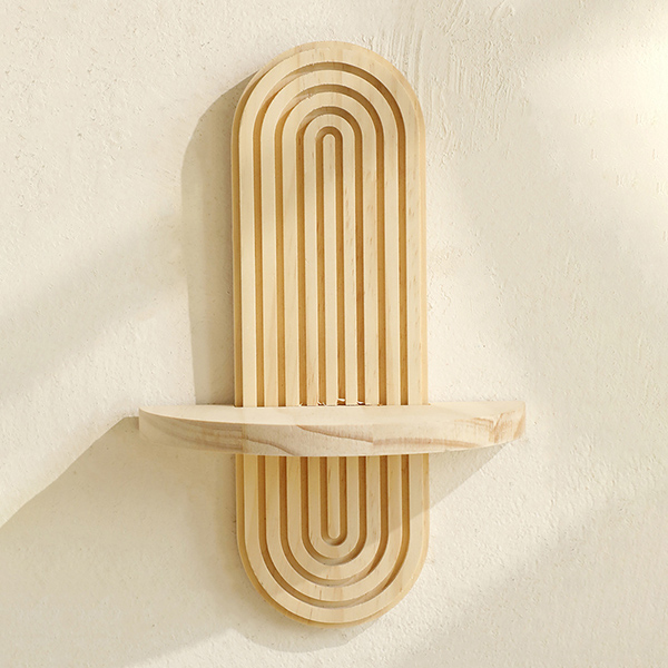 Oval Threaded Solid Wood Wall Planter Shelf - Wooden Craft
