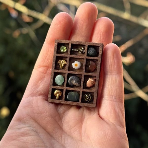 Miniature Trinket Shelf - Wooden Jewelry & Mineral Specimen Storage