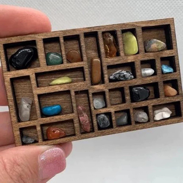 Miniature Trinket Shelf - Wooden Jewelry & Mineral Specimen Storage