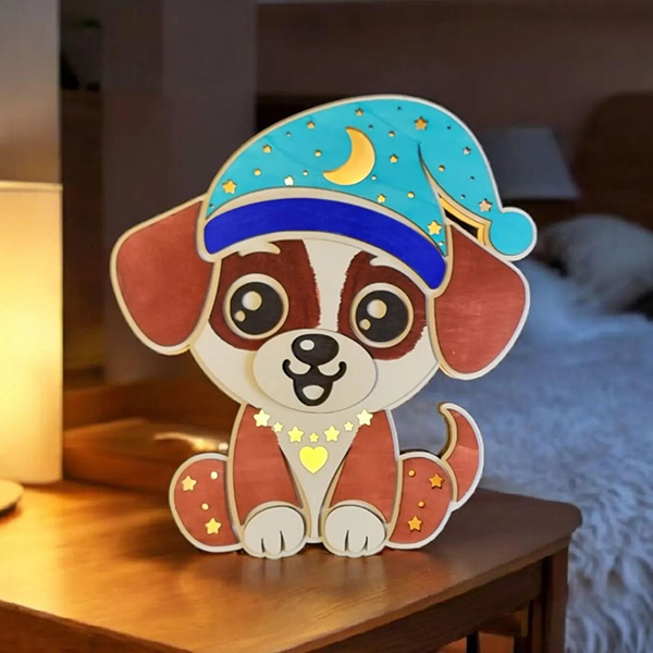 Lanterna notturna in legno personalizzata a forma di animale - Decorazione per la cameretta dei bambini