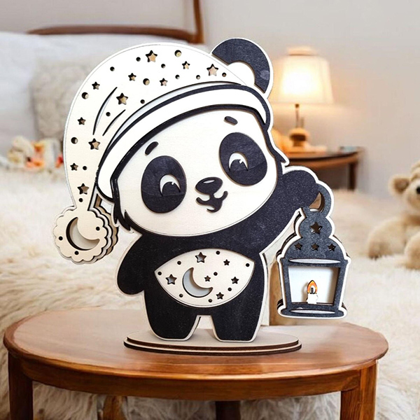 Lanterna notturna in legno personalizzata a forma di animale - Decorazione per la cameretta dei bambini