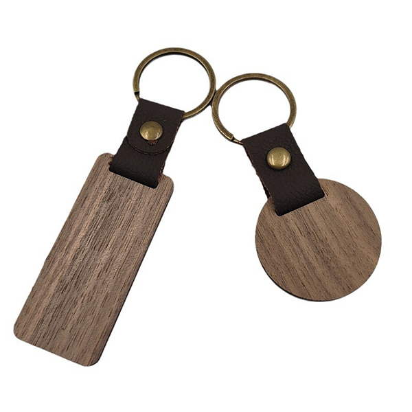 Wooden Keychains: Walnut & Beech Engravable Key Rings (B2B)