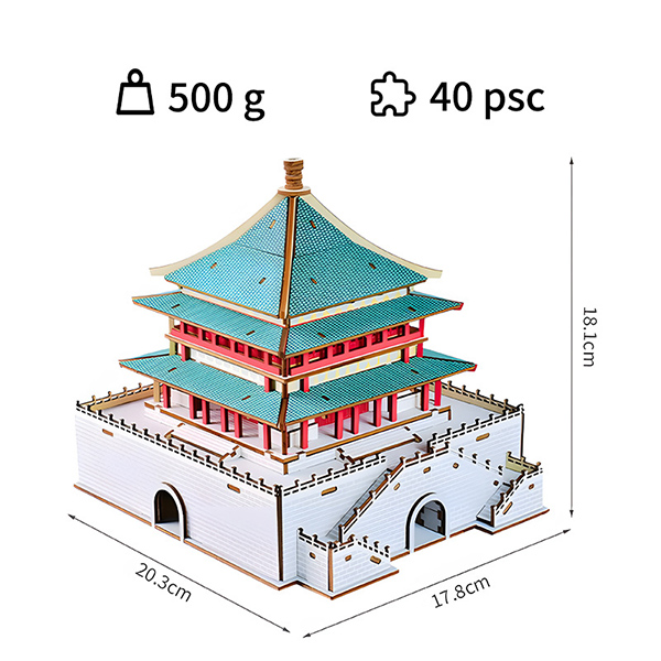 3D Wooden Architectural Puzzle Toys - Kids DIY Educational Models