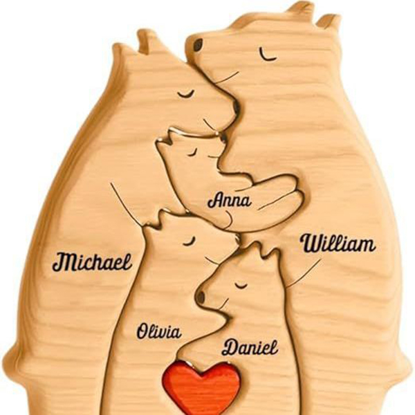 Wooden Bear Family Puzzle Decor - Wholesale Hugging Bear Set