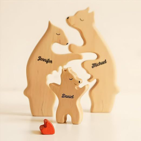 Wooden Bear Family Puzzle Decor - Wholesale Hugging Bear Set