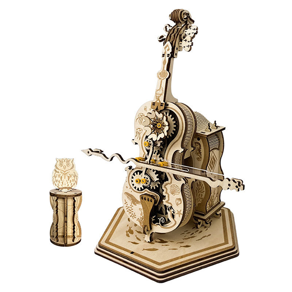 Premium DIY Cello Music Box 3D Wooden Puzzle - Educational Birthday Gift from Factory