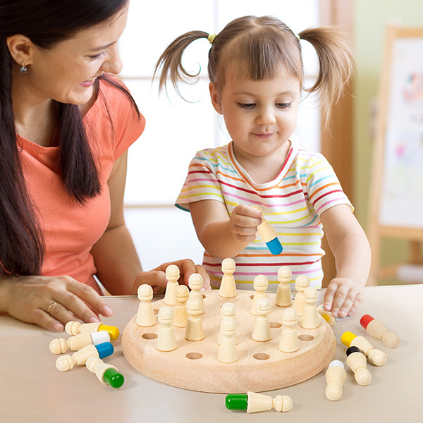 Wooden Kids Color Memory Chess: Parent-Child Focus Toy