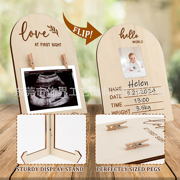 Custom Wooden Baby Milestone Photo Display Board - Newborn Announcement Sign for B2B Wholesale