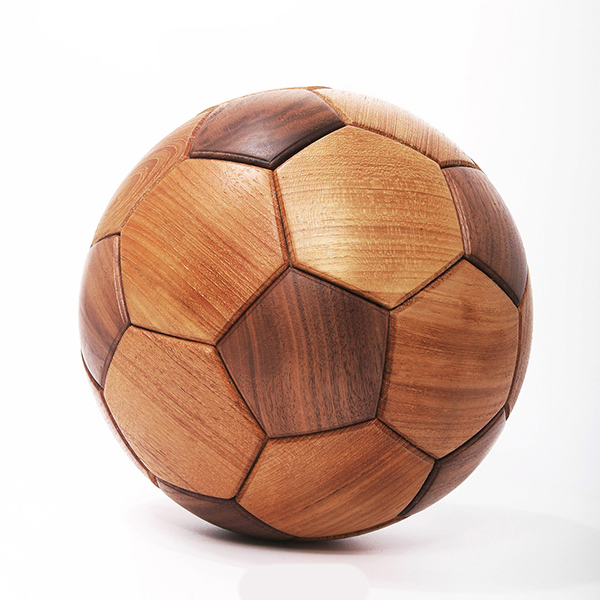 Wooden Luban Mortise Football: Solid Wood Fan Gift & Decor
