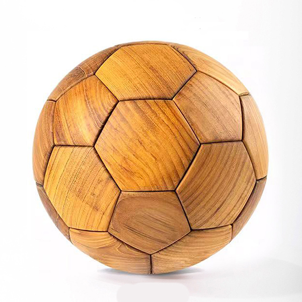 Wooden Luban Mortise Football: Solid Wood Fan Gift & Decor