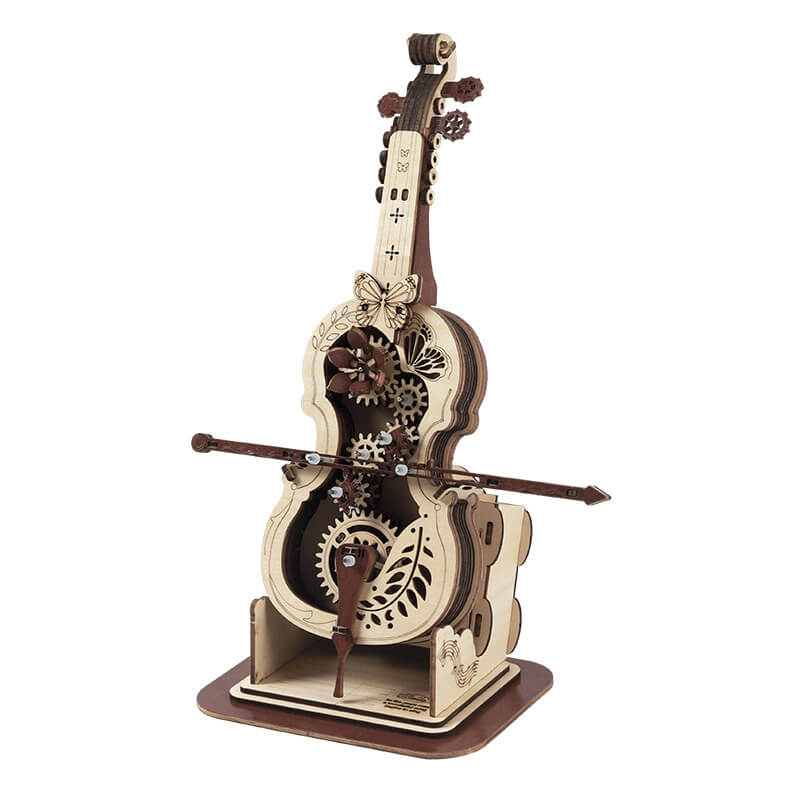 Secret Cello Music Box: Handmade DIY Wooden 3D Puzzle Model for Romantic Gifts