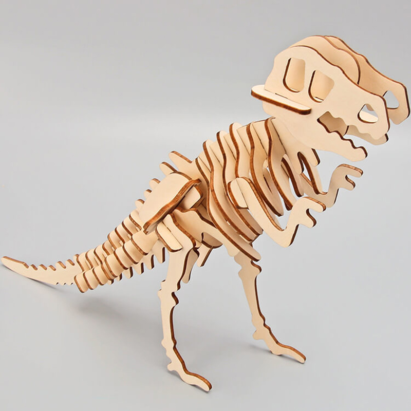 Wooden 3D T-Rex Skeleton Puzzle - Kids Fun Experiment Toy