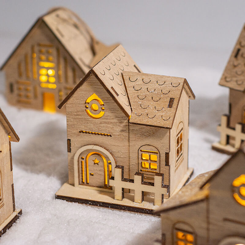 Christmas Wooden Lighted Cabin Decoration - Home Holiday Ornament