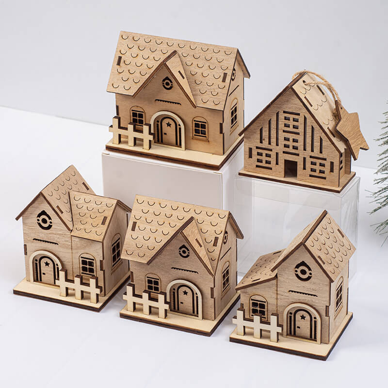 Christmas Wooden Lighted Cabin Decoration - Home Holiday Ornament