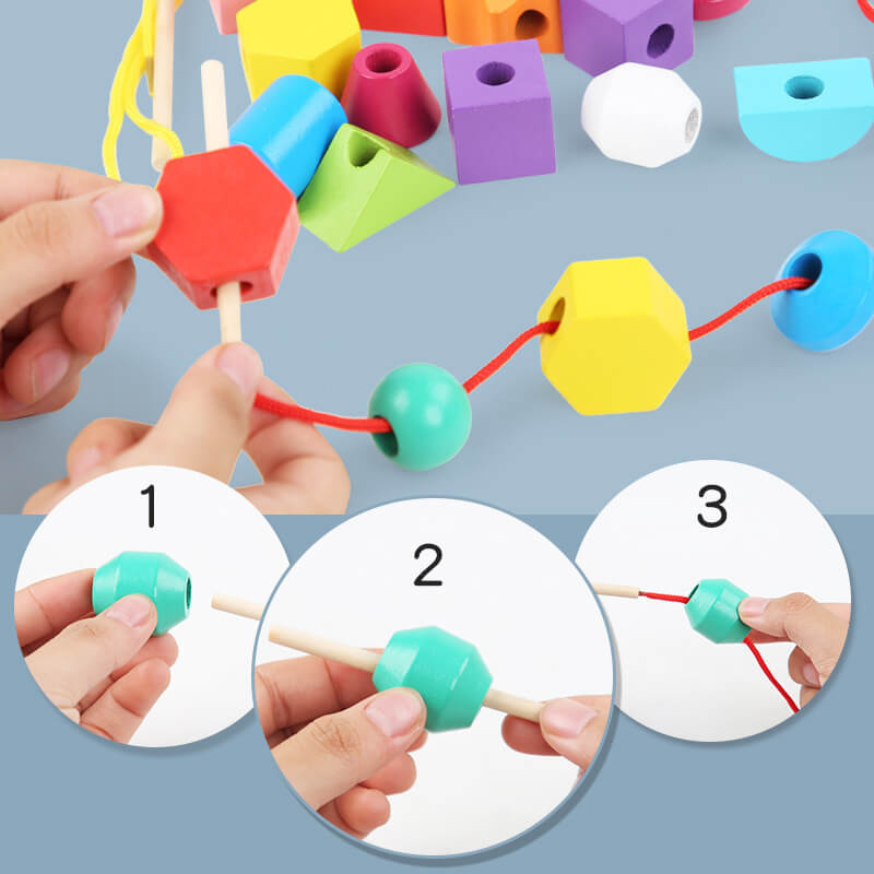 Wooden Rainbow Stacking Toy - Toddler Geometric Puzzle Toy