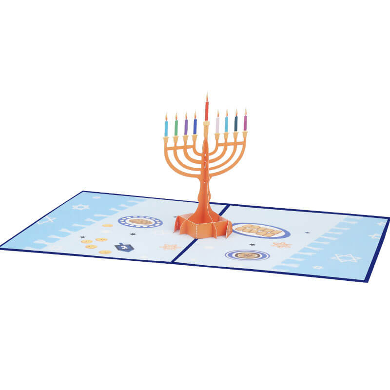 3D Hanukkah Candle Holder Greeting Card (B2B Jewish Festival Card)