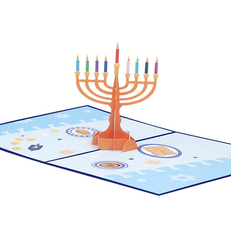 3D Hanukkah Candle Holder Greeting Card (B2B Jewish Festival Card)