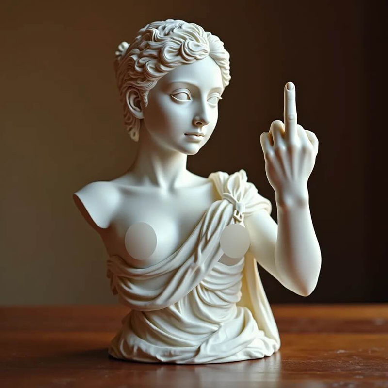 Vienna Goddess Resin Statue - Funny Middle Finger Decor (B2B)
