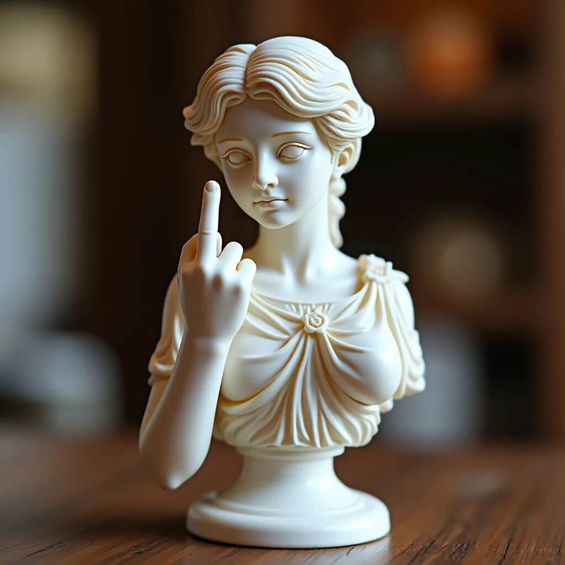 Vienna Goddess Statue Middle Finger Ornament: A Humorous Resin Art Masterpiece for B2B Suppliers