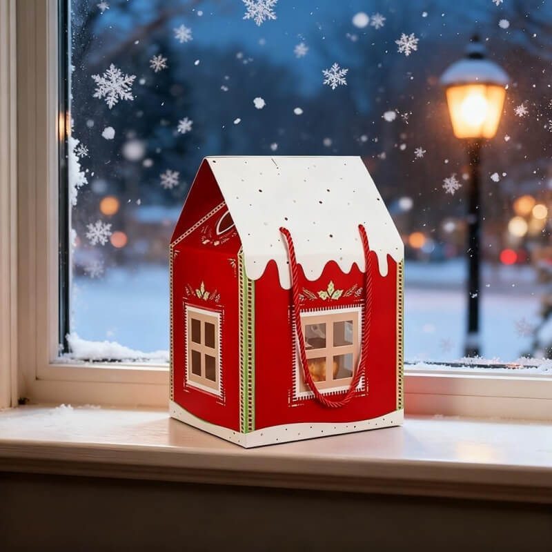 Christmas Wonderland Cottage Gift Box - Holiday Gift Storage