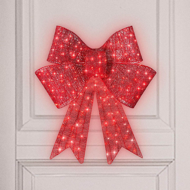Christmas Bow LED Outdoor Decor - Large Yard Holiday Light Strip