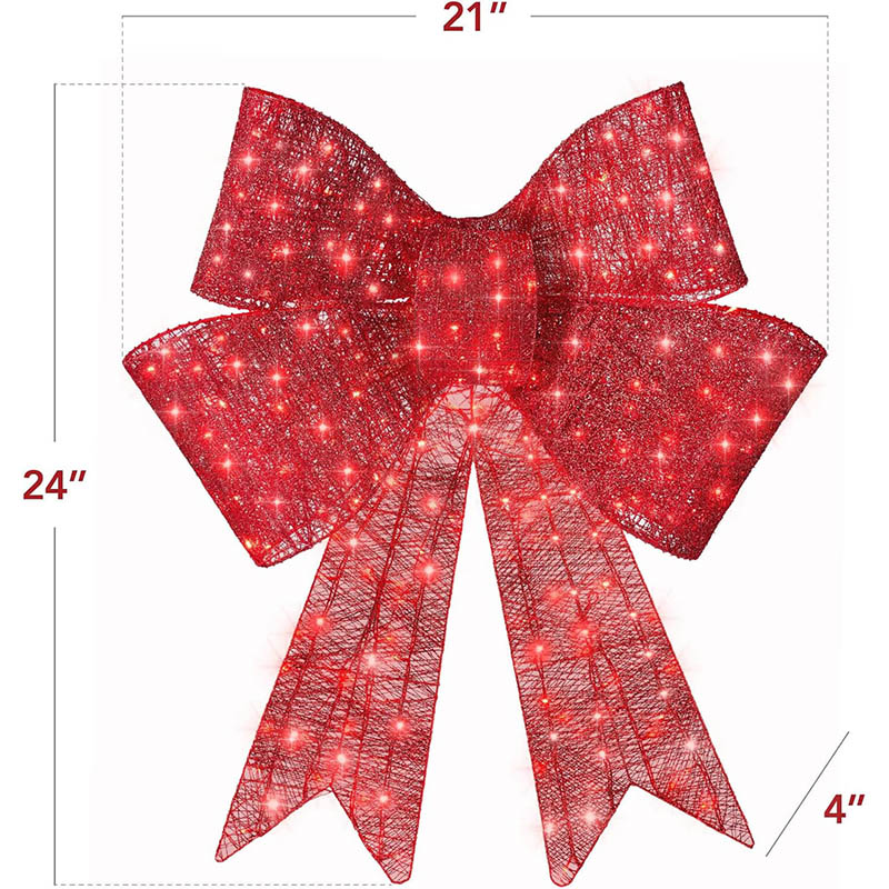 Christmas Bow LED Outdoor Decor - Large Yard Holiday Light Strip