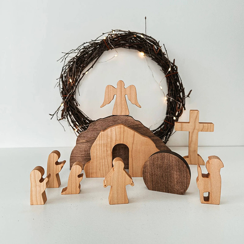 Custom Empty Tomb Resurrection Wooden Easter Decoration Set
