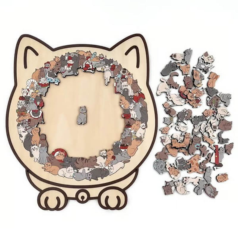 Morandi-Colored Cat Wooden Jigsaw Puzzle - Home Decor