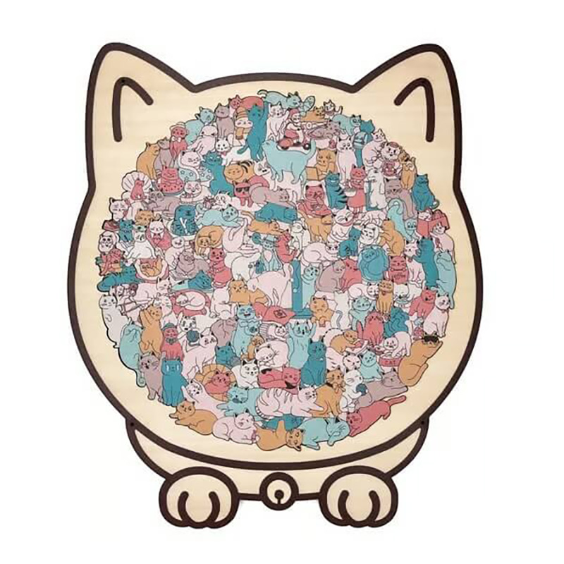 Morandi-Colored Cat Wooden Jigsaw Puzzle - Home Decor