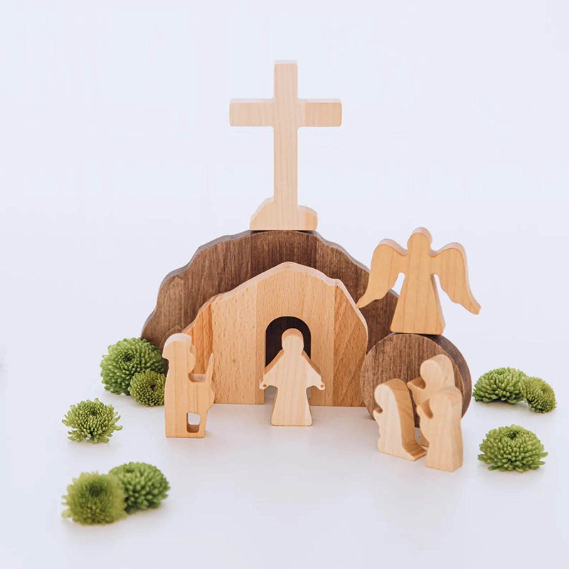 Custom Empty Tomb Resurrection Scene Handmade Wooden Easter Decoration Set