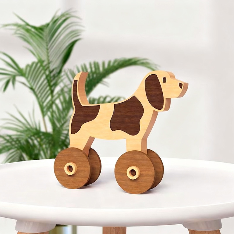 Cross-Border Kids' Wheel Toy: Cute Animal Montessori Push-Pull Toy