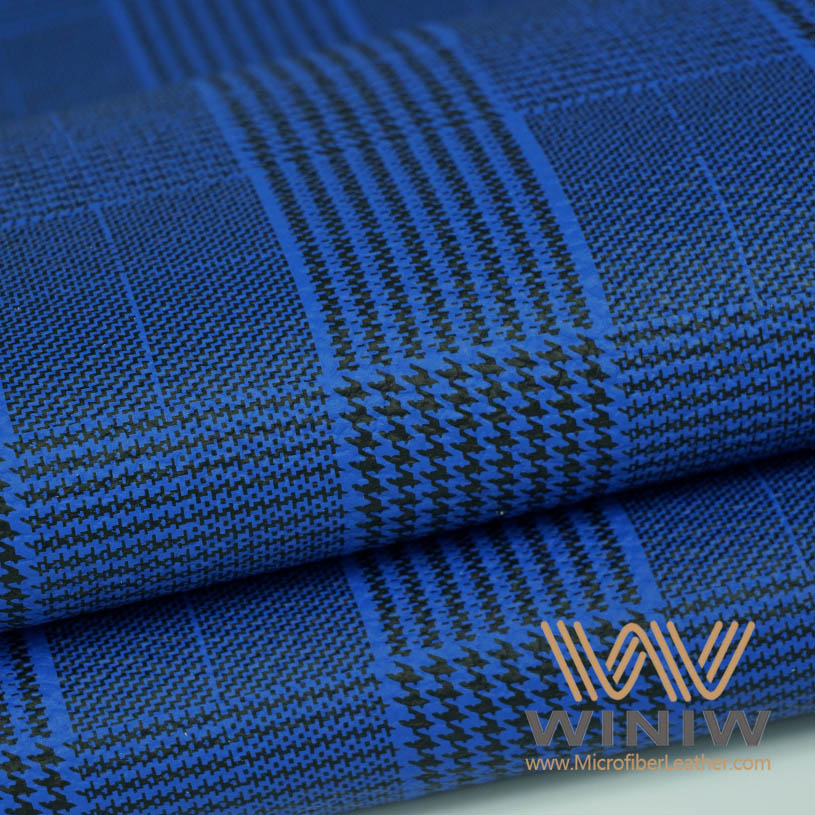 Blue Plaid Microfiber Upholstery Fabric