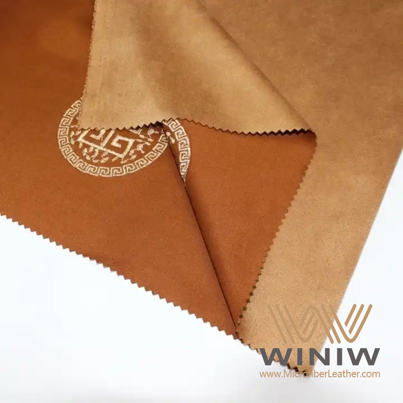 Embroidered Fake Suede Leather Fabric