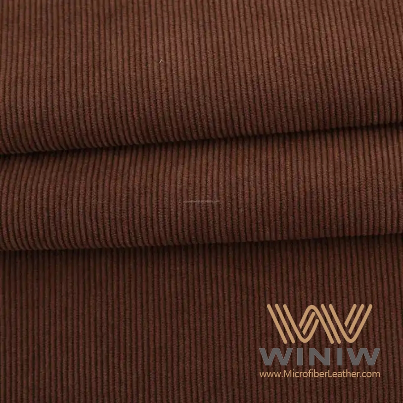 Brown Striped Upholstery Suede Fabric