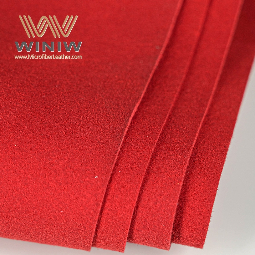 Red Micro Suede Synthetic Leather PU Materials For Shoes Upper